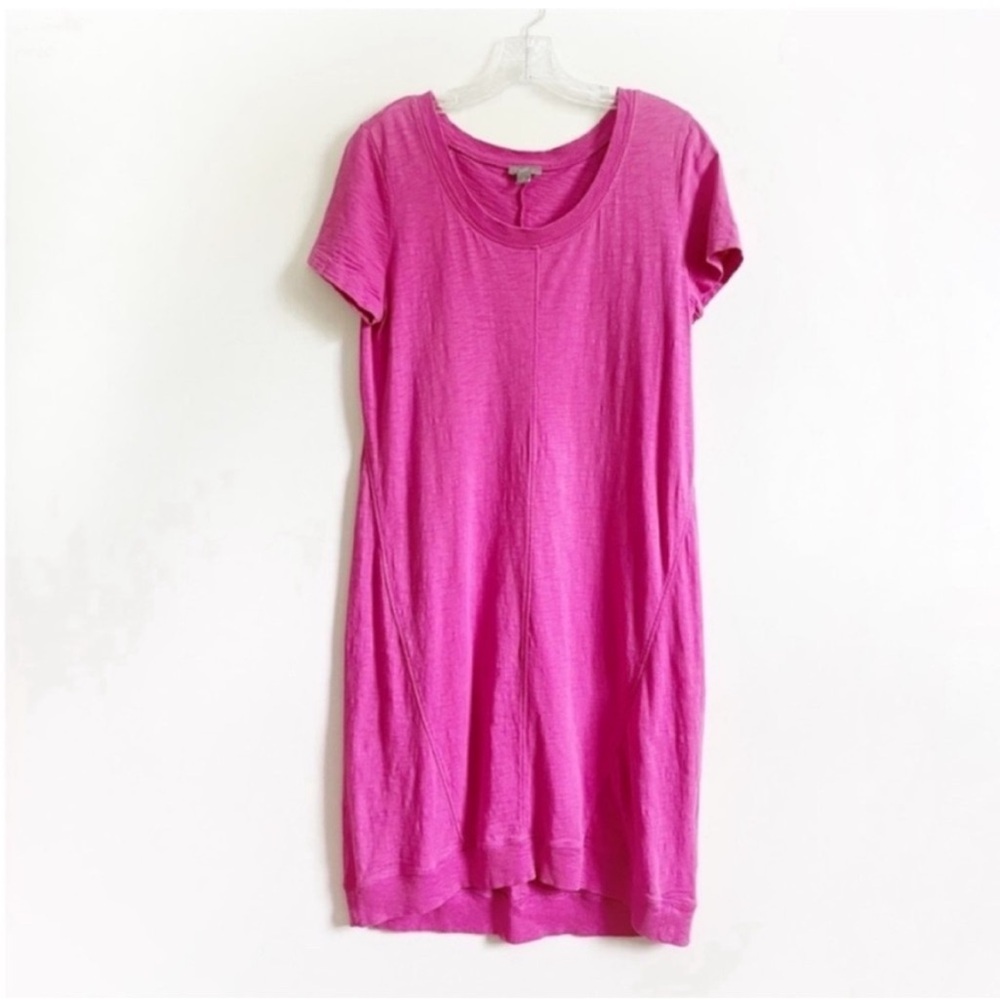 J. Jill T-Shirt dress pink midi cotton ribbed high low